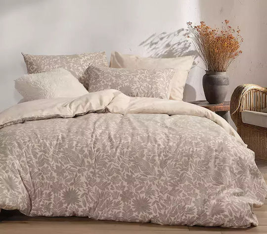 Nef-Nef Homeware Issual Σετ Σεντόνια King Size Φανελένια με Λάστιχο 180x200+32εκ. Grey (4τμχ)