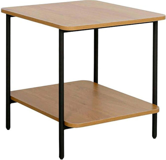Bedside Table Fl2504 Wooden With Metal Legs Black 50x50x50cm
