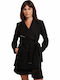 Rosess Wool Women's Black Half Coat with Belt