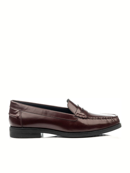 Geox Leather Women's Loafers in Red Color