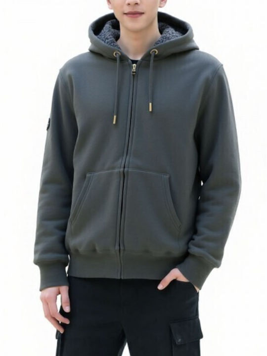 Superdry Borg Lined Cardigan with Hood Washed B...