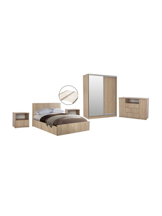 Bedroom Furniture Set Adler Sonama Oak With Slats 160x200cm 6pcs