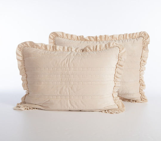 Nef-Nef Homeware Sirion Pillowcase Set with Envelope Cover Ecru 52x72cm.