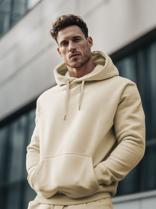 Panda Clothing Φούτερ με Κουκούλα Μπεζ