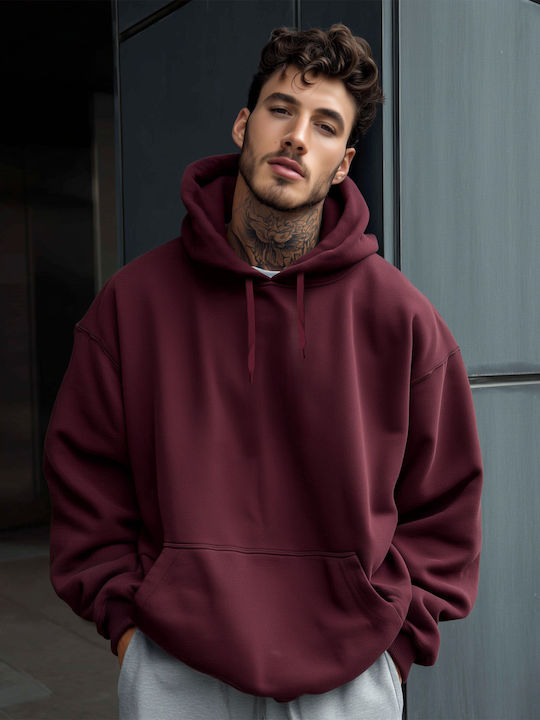 Panda Clothing Φούτερ με Κουκούλα Μπορντό