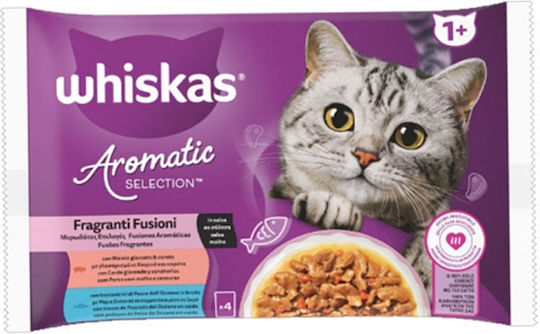 Whiskas Υγρή Τροφή για Ενήλικες Γάτες σε Φακελάκι με Χοιρινό, Ψάρια, Λαχανικά και Κρέας 4x85gr