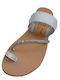 Leather Women's Flat Sandals in White Color