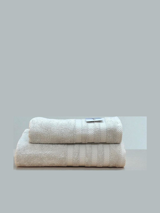 Linea Home Πετσέτα Προσώπου Verona 50x90εκ. Ασημί 2τμχ Βάρους 480gr/m²