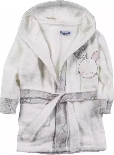 On Line Kids Hooded Bathrobe white