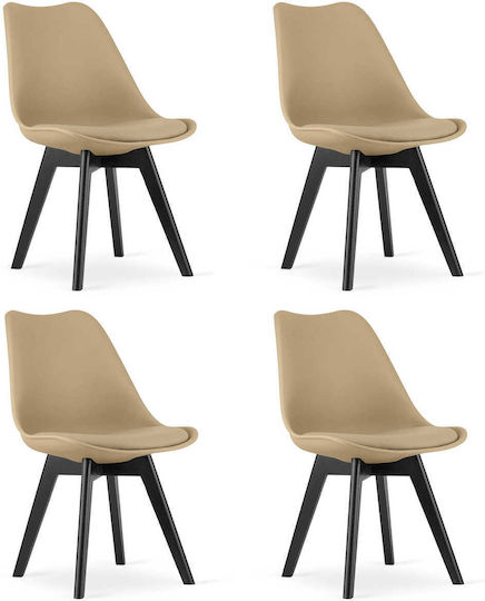 Stühle Küche Mark 60x50x50cm 4Stück Dark Beige / Black