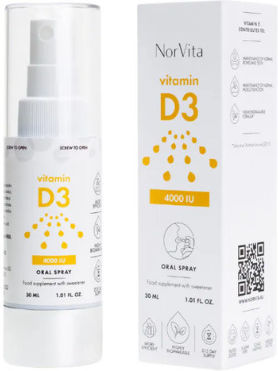 NorVita Vitamin D3 Βιταμίνη για Ενίσχυση του Ανοσοποιητικού & την Υγεία των Οστών 4000iu 30ml