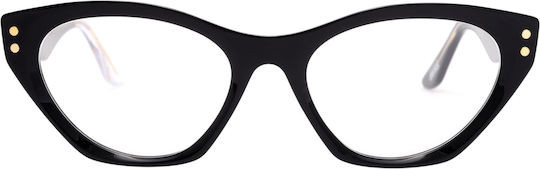 Snob Milano Plastic Snv215 001z Women's Acetate Prescription Eyeglass Frames Butterfly Black Magnetic Clip-On
