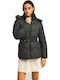 Women's Long Puffer Jacket for Winter with Hood Black
