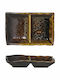 Porcelain Dessert Divided Serving Plate Dip bowl two-compartment Brown 6pcs