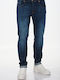 Men's Jeans Pants Elastic with Slim Fit Dark Blue