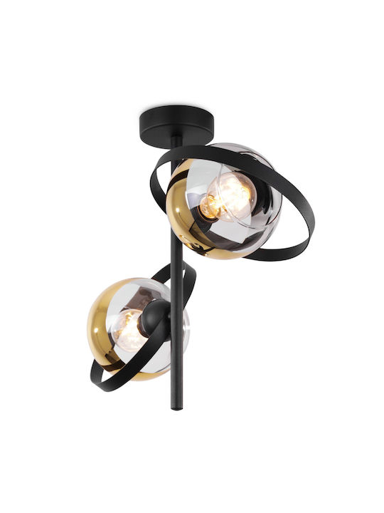 Light Home Πλαφονιέρα Οροφής Μαύρη με Ντουί E27