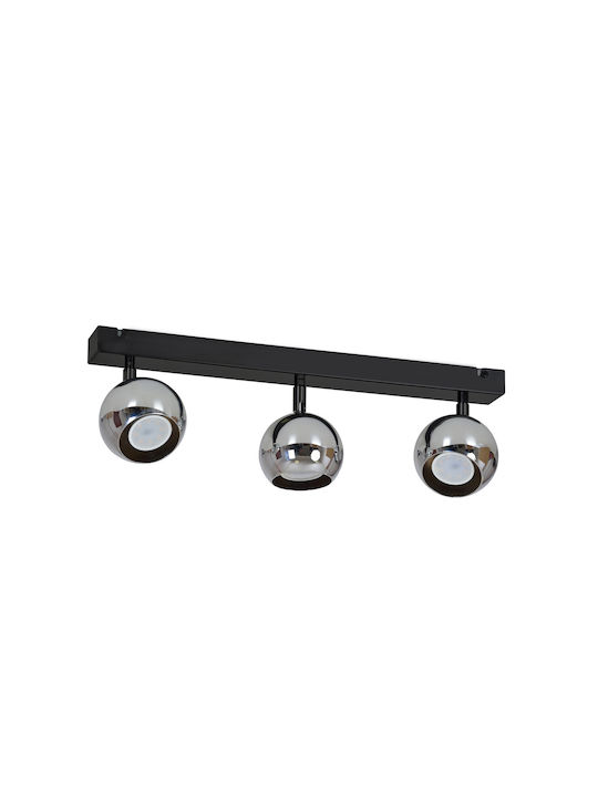 Light Home Triplu Spot cu Soclu GU10 în Culoare Negru