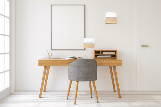 Light Home Метална Настолна лампа за Цокъл E27 с Бял Абажур и Основа