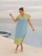 Jucita Women's Mini Caftan Beachwear Blue