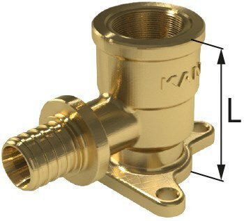 Wall Brass Pipe Elbow Fittings Ears Gw Ultraline 25 Rp3/4" L = 54 Mm