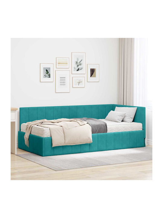 Ein Einzelbett Mit Samt Türkis Mit Lattenrost &...