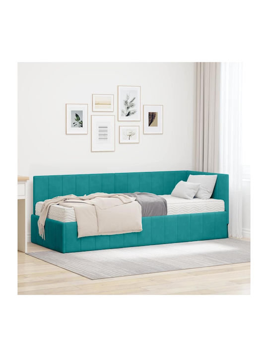 Einzelbett Mit Samt Türkis Mit Lattenrost & Mat...