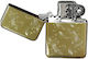 Gold Gas Lighter Plant Pattern In Metal Case