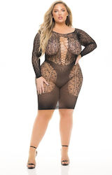 Negru Mini Plasă Leopard Rochie Pink Lipstick Animal Inside Dress Plus Size Black