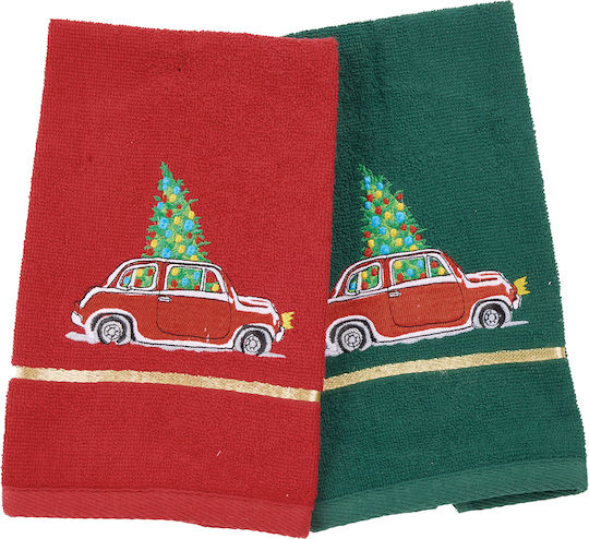 Das Home Christmas Σετ Χριστουγεννιάτικες Πετσέτες Υφασμάτινες Πράσινες 50x30εκ. 2τμχ