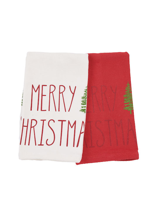 Das Home Christmas Set Weihnachtliche Servietten Stoff Rot L50xB30cm. 2Stück