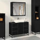 vidaXL Waschtisch mit Waschbecken, Spiegel & Säule L80xB33xH60cm Black Oak