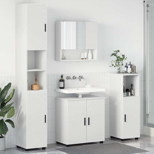 vidaXL Waschtisch mit Waschbecken, Spiegel & Säule L61xB35xH64cm White