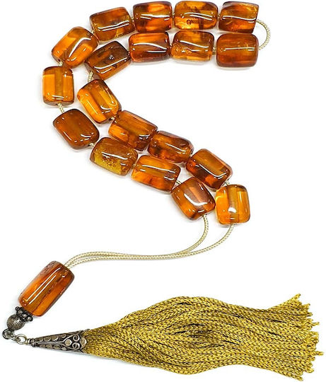 Roloi Komboloi Amber Worry Beads with 19 Beads Honey 34cm