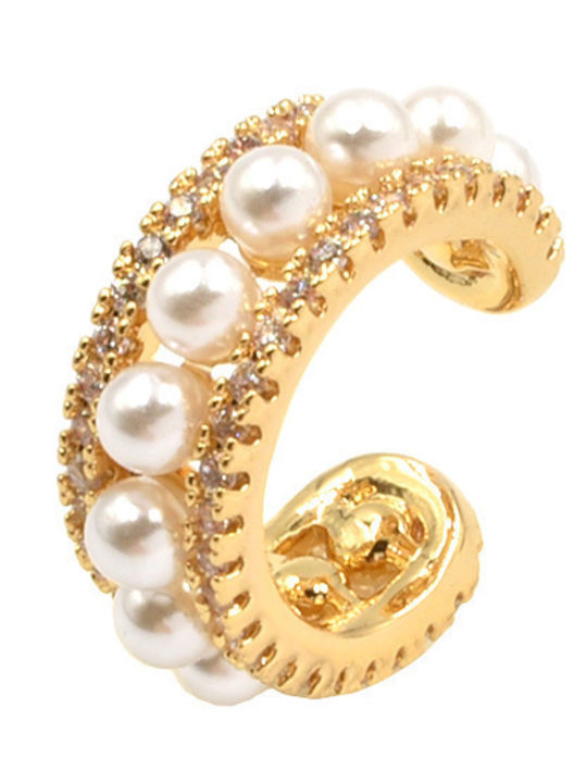 Cercel Ear Cuff cu Mărgele Zircon Pearl Cuff Aur