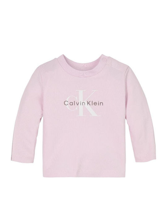 Calvin Klein Kinderhemd Langarm Rosa Monogram Ls