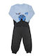 Dreams by Joyce Kids Nightwear Winter Light Blue-Charcoal Dinosaur