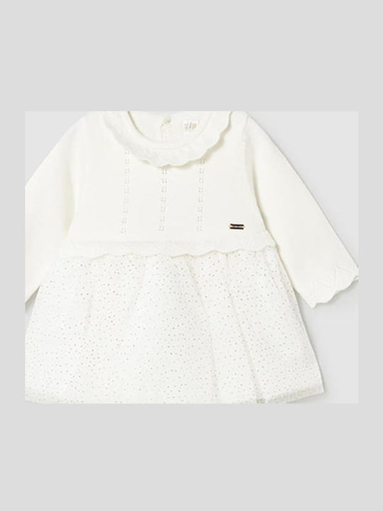 Mayoral Children's Dress Long Sleeve Knitted Ecru