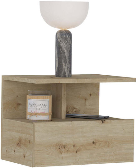 Bedside Table Kabi Wooden Beige 34x45x30cm