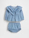 Kinder-Set mit Shorts Sommer 2Stück Medium Wash