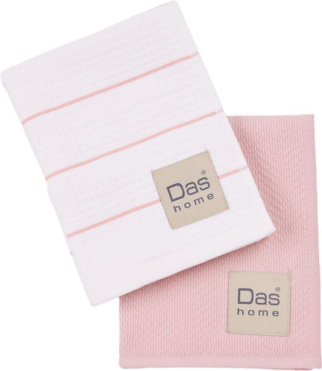 Das Home 0828 Чаена Кърпа от 100% Памук в Розов Цвят 30x50см 2 Бройки