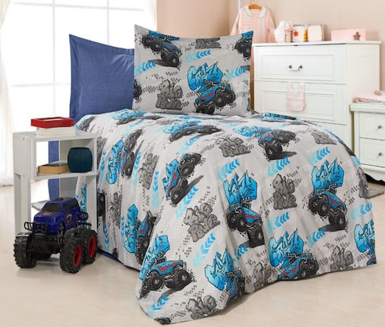 MayHome Bettwäsche-Set Doppel aus Baumwolle & Polyester Hellblau 200x240cm