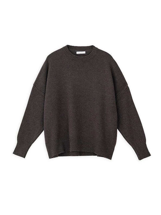 Women's Long Sleeve Sweater Woolen Brown