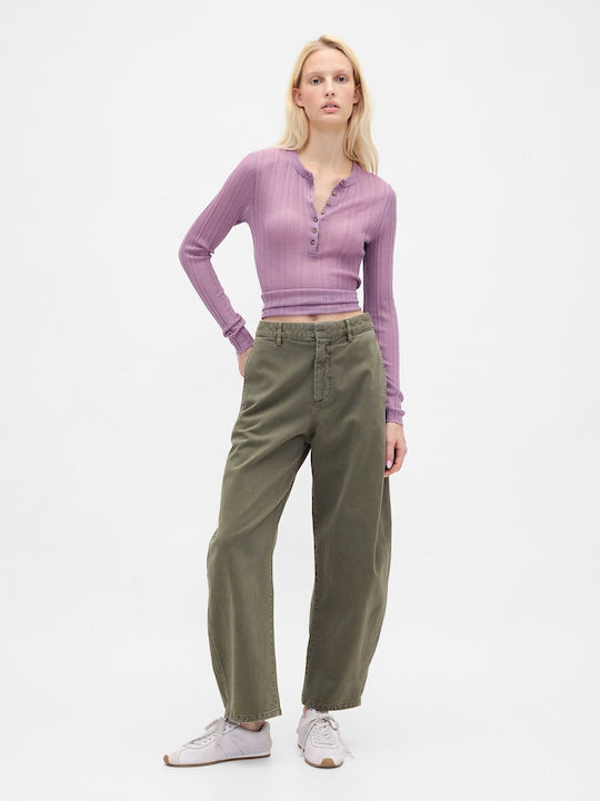 GAP Women's Fabric Trousers Black, Moss Green