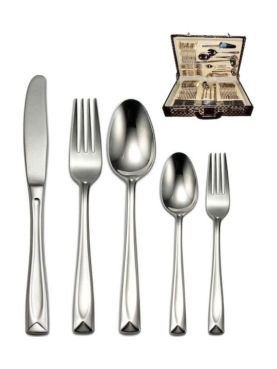 Galifas Cutlery Set Stainless Silver 72pcs with Suitcase
