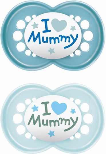 Mam Ι Love Mummy & Daddy Orthodontic Pacifiers Silicone Blue for 16+ months 2pcs