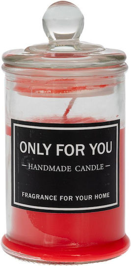 Red Transparent Candle Jar With Lid 6x12cm
