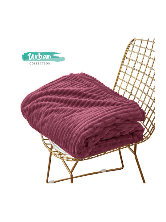 Go Smart Home Stripe Velvet Blanket Double 220x240cm Ripe Apple