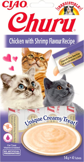 Reward Cats Inaba Ciao Churu Puree Chicken Shrimp 4 X 14g