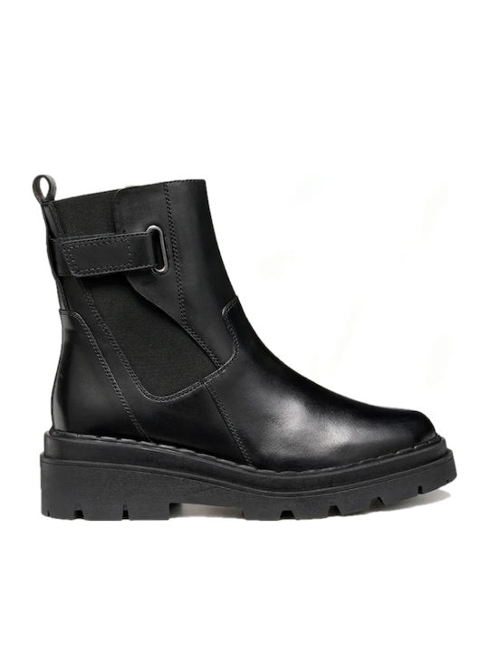 Felleny Ghete Dama De Piele Ankle Boots Negru