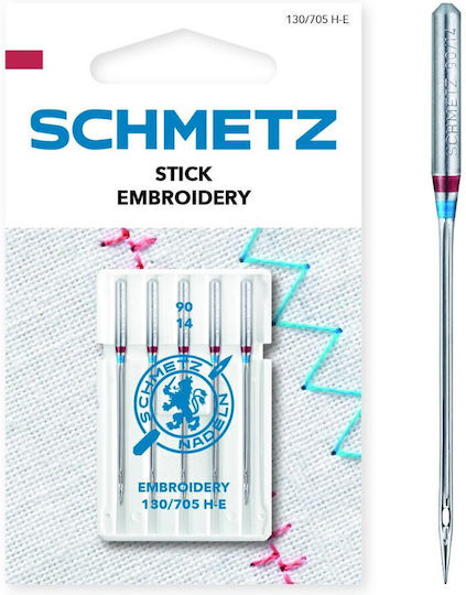 Set 5 Embroidery Needles Size 90 Schmetz 130/705 H-e Vds